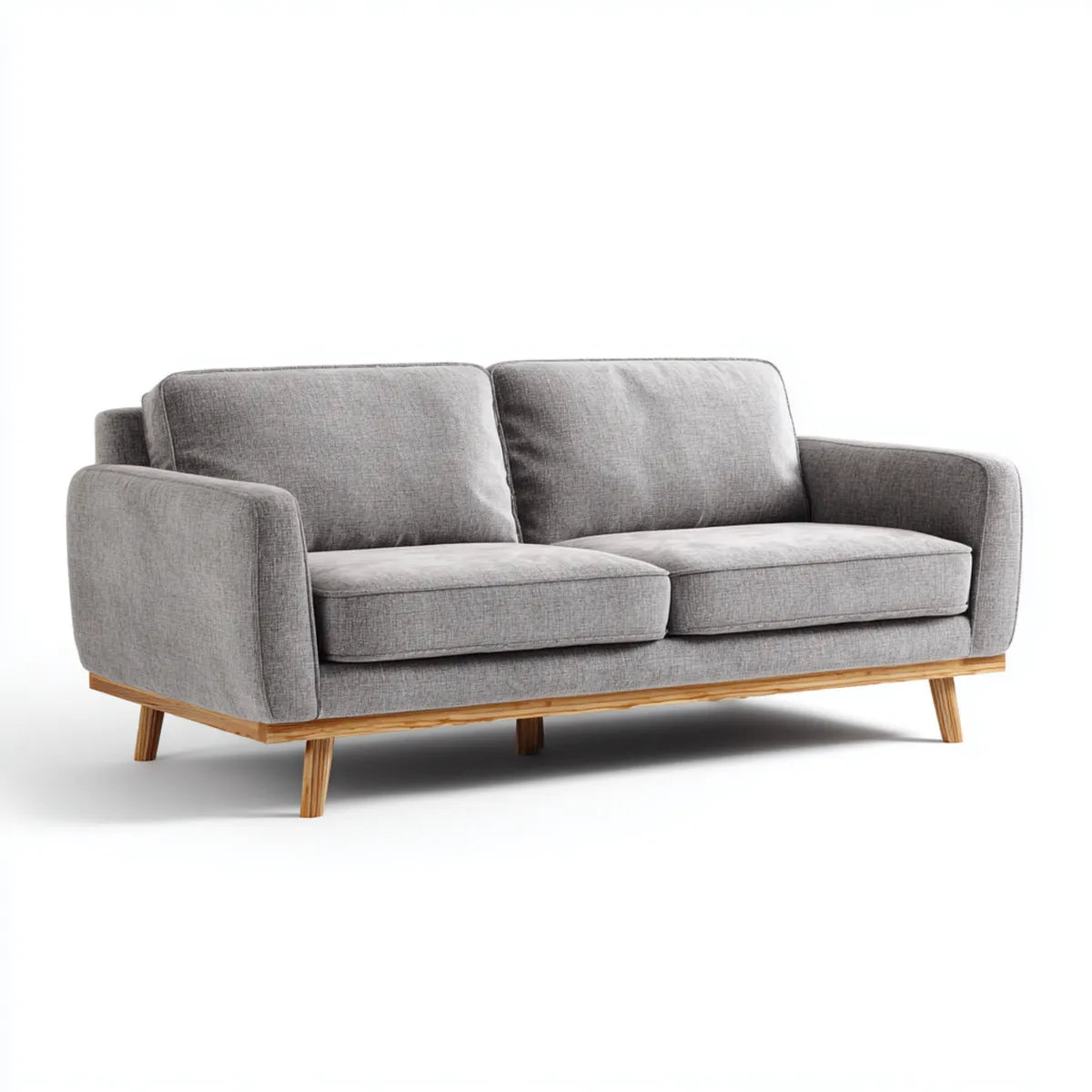 2-Sitzer Sofa Grau 170 x 82 x 84 cm Polyester Massivholz Rechteckig