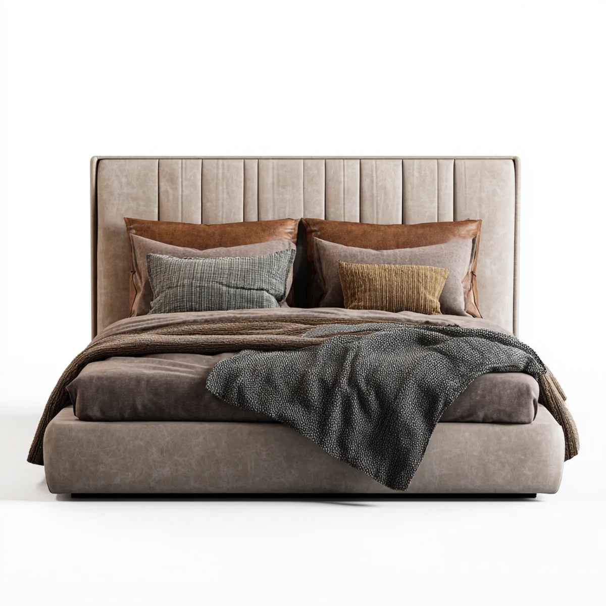 Polsterbett Doppelbett Taupe 180 x 200 cm Polyester-Samt Rechteckig