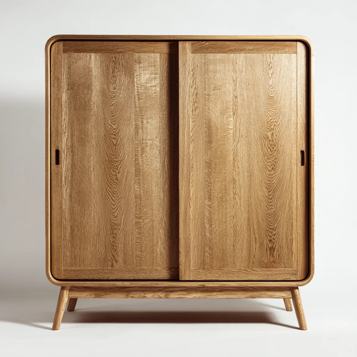 Kleiderschrank mit Schiebetüren aus massiver Eiche natur 150 x 60 x 190 cm rechteckig