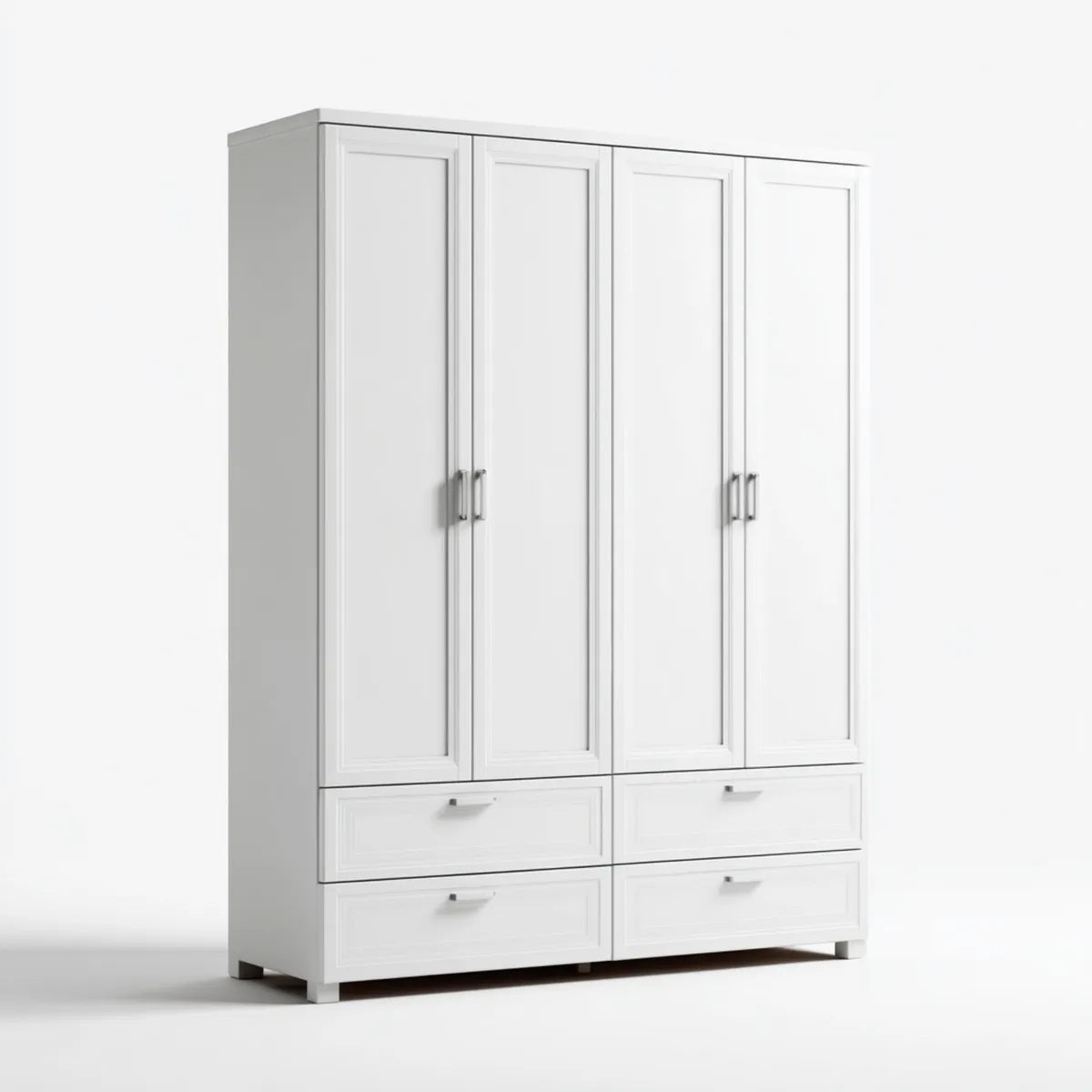 Kleiderschrank 4-türig Weiß 200 x 60 x 200 cm MDF Rechteckig mit 4 Schubladen