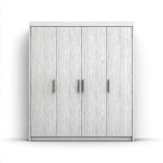Kleiderschrank Drehtürenschrank 4-türig Weiß Grau 200 x 52 x 200 cm Spanplatte rechteckig