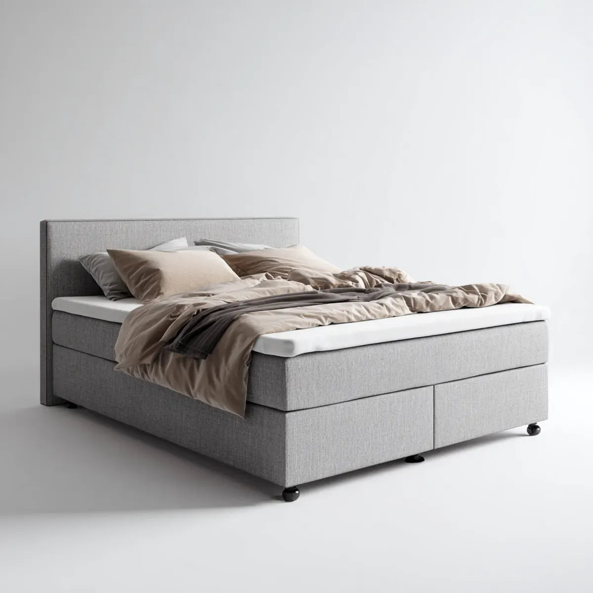 Boxspringbett Doppelbett Hellgrau 180 x 200 cm Polyester Rechteckig