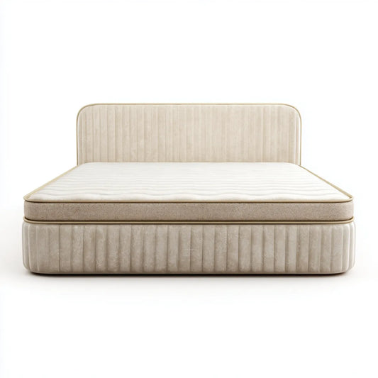 Polsterbett Doppelbett-Set Beige 180 x 200 cm Polyester-Samt Rechteckig mit Matratze