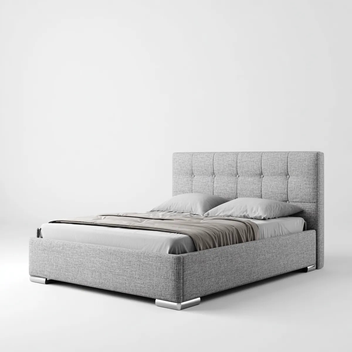 Polsterbett Doppelbett Grau 180 x 200 cm mit Polyesterbezug Rechteckig