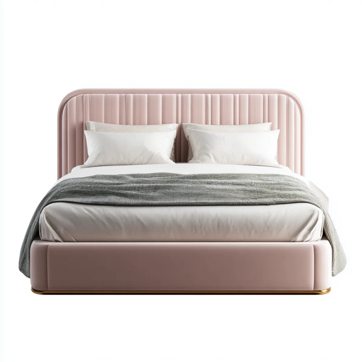 Doppelbett Polsterbett Rosa 180 x 200 cm Polyester-Samt Rechteckig
