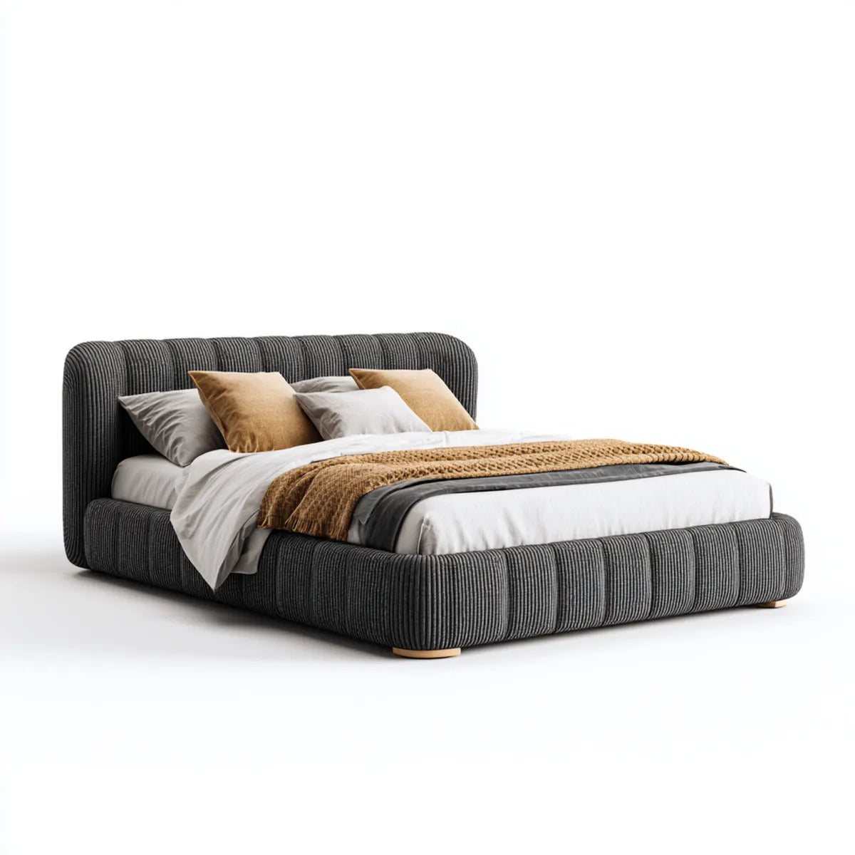Polsterbett Doppelbett Anthrazit 180 x 200 cm Polyester Rechteckig