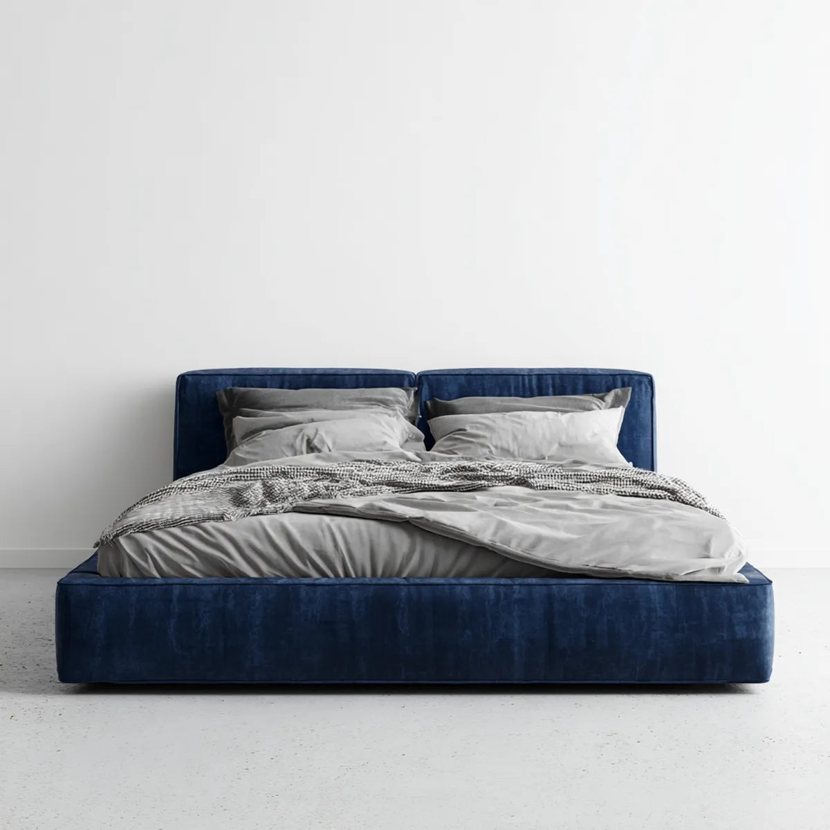 Polsterbett Doppelbett Dunkelblau 180 x 200 cm Samt Polyester Rechteckig