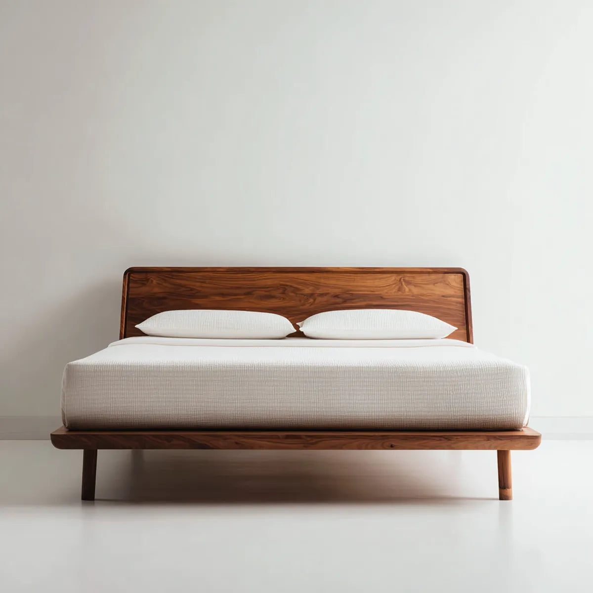 Doppelbett Massivholz Walnussbraun 180 x 200 cm mit rechteckigem Kopfteil