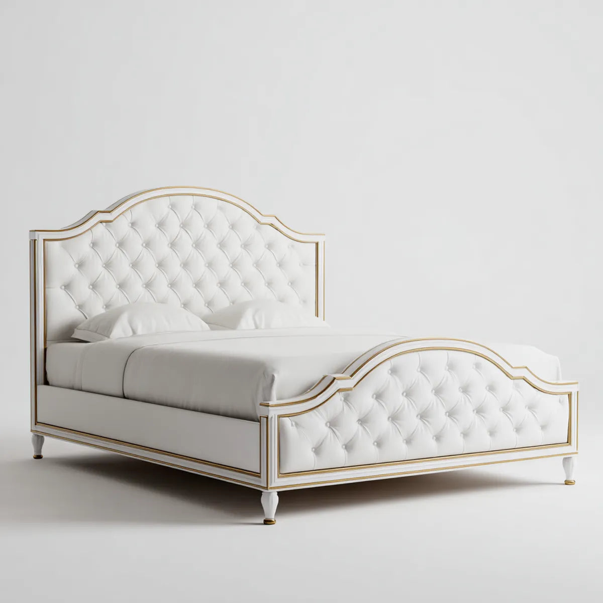 Polsterbett Doppelbett Weiß 180 x 200 cm PU-Kunstleder geschwungen