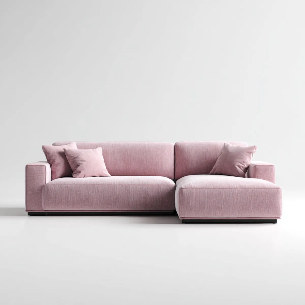 Ecksofa mit Recamiere rechts Rosa 260 x 165 x 85 cm Polyester-Samt L-Form