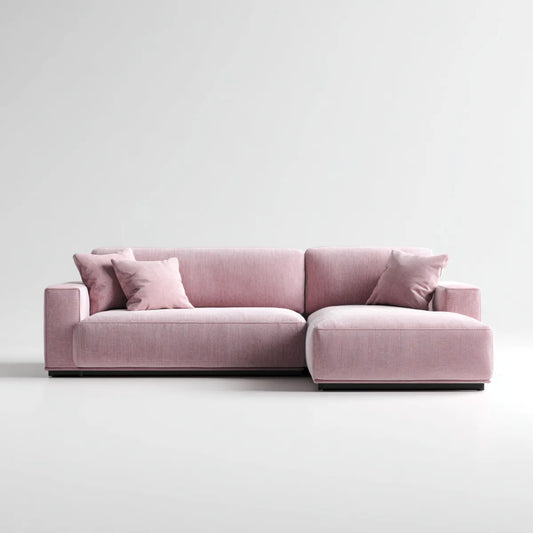 Ecksofa mit Recamiere rechts Rosa 260 x 165 x 85 cm Polyester-Samt L-Form