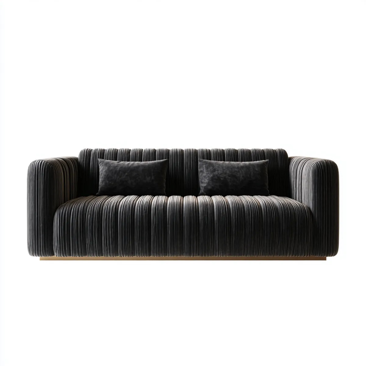 2-Sitzer Sofa Schwarz 180 x 90 x 78 cm mit Polyester-Samtbezug geradlinige Form