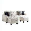 3-Sitzer Ecksofa Set mit Ottomane Weiß aus PU-Kunstleder L-Form 250 x 160 x 85 cm
