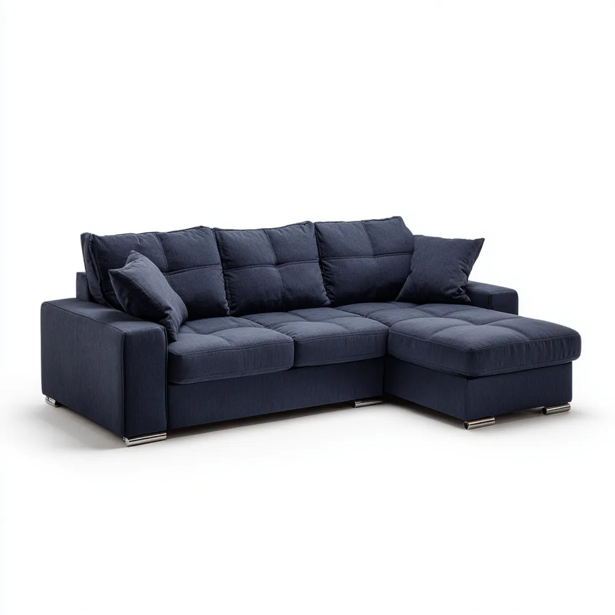 Ecksofa mit Recamiere rechts Dunkelblau 260 x 160 x 85 cm Polyester L-Form