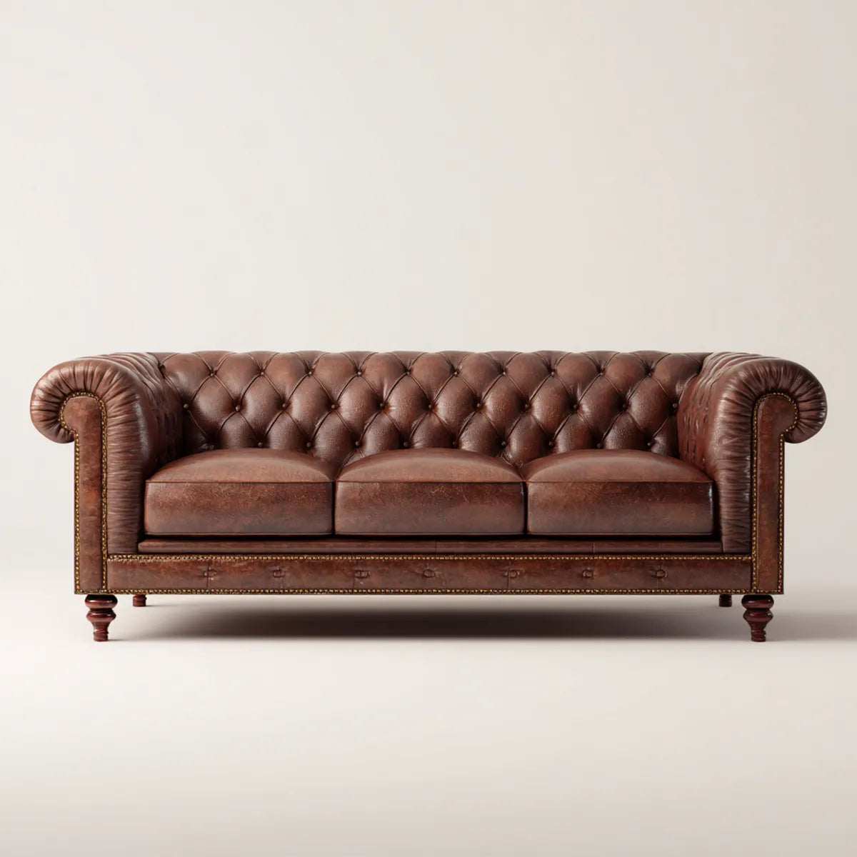 Chesterfield 3-Sitzer Sofa Braun PU-Kunstleder 225 x 95 x 78 cm Rechteckig