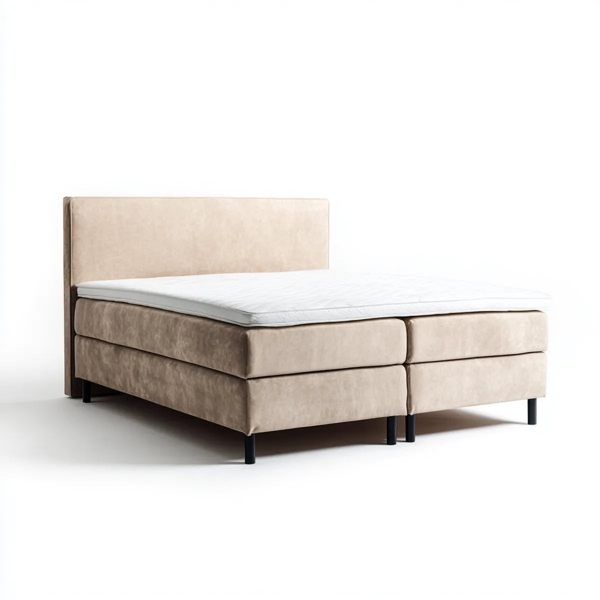Boxspringbett Doppelbett Beige 180 x 200 cm Polyester Samt Rechteckig
