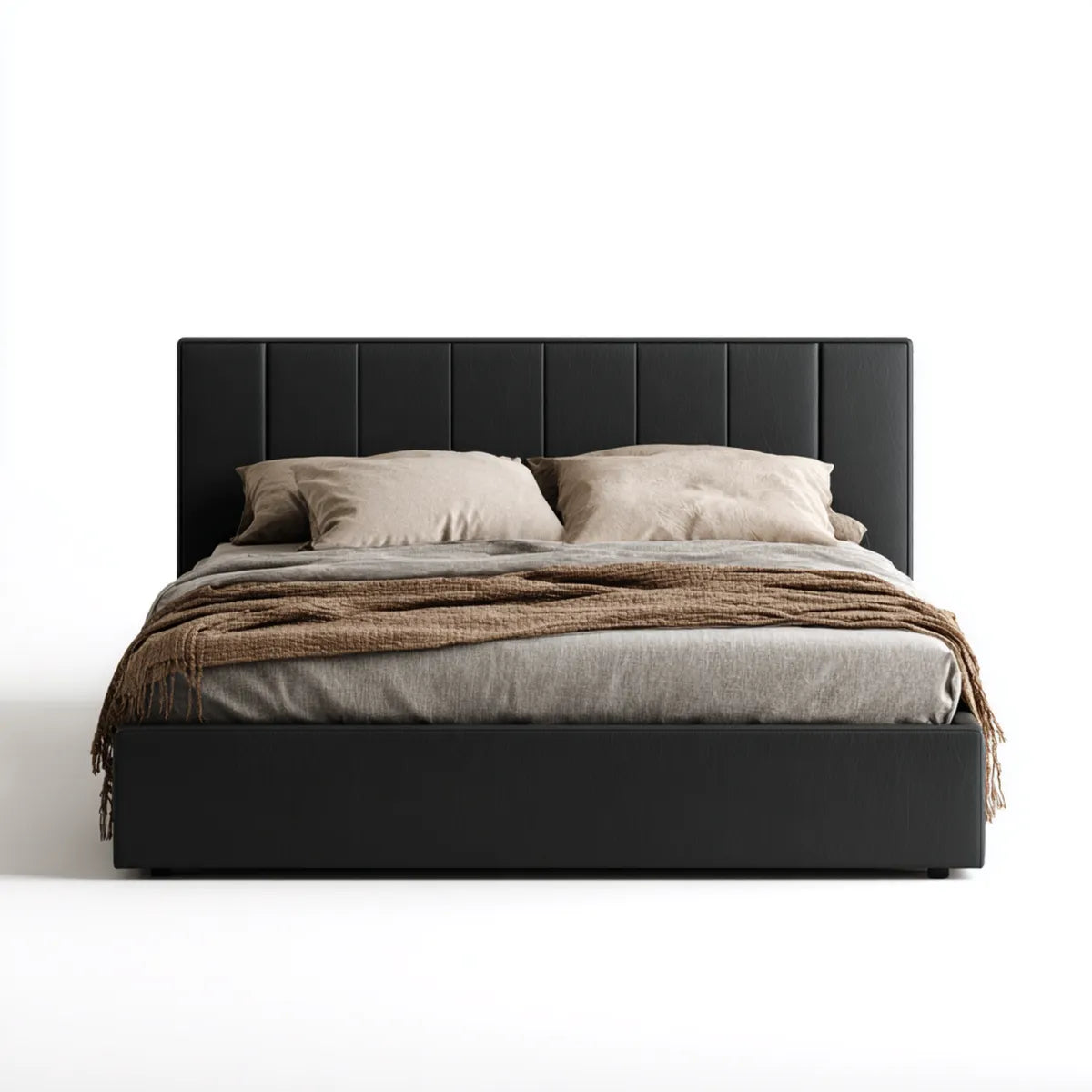 Polsterbett Doppelbett Schwarz 180 x 200 cm PU-Kunstleder Rechteckig